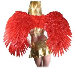 SACAS Super Large Red Feather Angel wings w/ FREE HALO for men, women and adults 