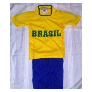 2010 south africa world cup fifa childrens, boys, girls, & KIDS BRAZIL BRASIL SOCCER SET SIZE 10 (FOR AGES 7 & 8) JERSEY AND SHORTS Sports & Outdoors