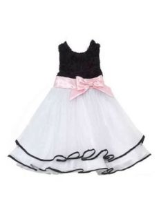 Rare Editions Girls 4 6x Rosette Bodice to Tulle Skirt Dress, Black/White, 6x Clothing
