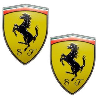 2 X Ferrari Real Aluminum Rare Car Logo Badge Emblems (Pair/Set) for 512 308 458 599 328 GTS GTO GTB M Dino 612 F430 360 550 355 F1 Spyder Mondial TS Modena F1 Scuderia Spider Challenge Testarossa Automotive