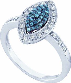 Ladies 10k White Gold .25 Ct Blue and White Diamond Ring Rodeo Jewels Co Jewelry