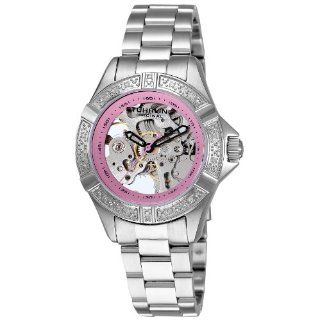 Stuhrling Original Women's 331.12118 Aquadiver Regatta Skeleton Automatic Swarovski Crystal Pink Dial Watch Watches