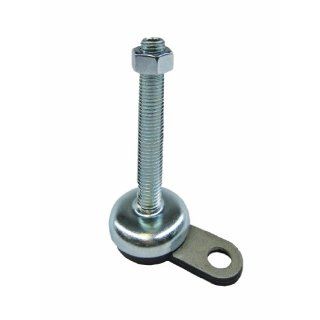 J.W. Winco 16N125P06/AK Series GN 340.1 Steel Leveling Mount with Lag Bolt Lug, With Nut, Rubber Pad Inlay, Zinc Plated and Blue Passivated Finish, Metric Size, 60mm Base Diameter, M16 x 2.0 Thread Size, 125mm Thread Length