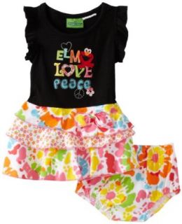 Watch Me Grow by Sesame Street Baby girls Infant Elmo Love Peace Ruffle Dress, Black, 12 Months Clothing