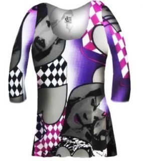Sanctuarie Designs Women's Checkered Hearts Print 3/4" Sleeves Plus Size Supersize Slinky Tunic Top 9x Fuschia/purple/white Clothing