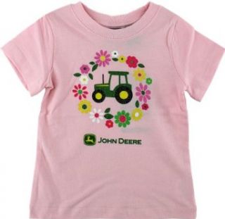 John Deere "Flower Tractor" Pink Toddler Girls Short Sleeve Tee Shirt 2T 4T (4T) Clothing