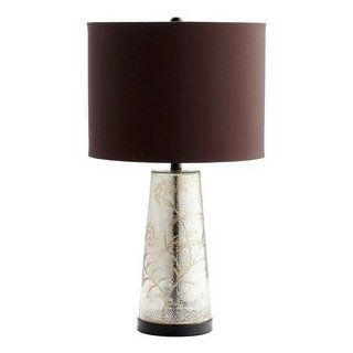 Cyan Lighting 05301 Surrey   One Light Small Table Lamp, Golden Crackle Finish with Brown Satin/Cream Lining Shade
