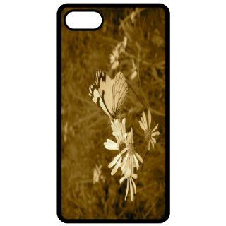 Butterfly On Flower 1 Image Black Apple Iphone 5 Cell Phone Case   Cover Cell Phones & Accessories