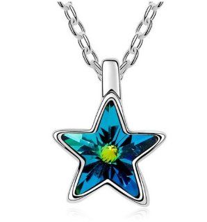 Fashion Crystal Necklace Color Color Necklace Pentagram Shape Elements Fashion Jewelry Gift For The Love One Beautiful Plated Pendant Necklace Jewelry