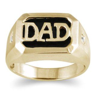 Onyx & Diamond DAD Ring Yellow Gold SZUL Jewelry