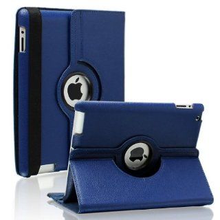 SAVEICON Dark Blue 360 Degrees Rotating PU Leather Case Smart Cover with Stand and Sleep/Wake Function for Apple iPad 4 4th Generation, Retina Display, iPad 3, iPad 2 Built in Magnetic Computers & Accessories