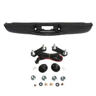 CarPartsDepot, Rear Step Bumper Replacement Steel Bar w/ Black Pad No Sensor Holes, 364 18133 20 BK FO1101123 Automotive