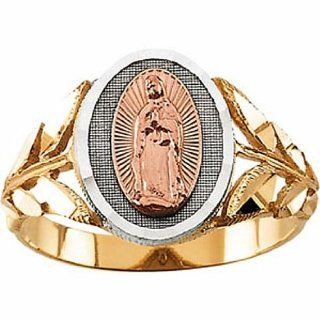 14K Tri Color Gold Our Lady of Guadalupe Ring    LIFETIME WARRANTY Jewelry