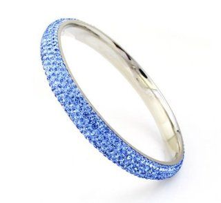 Charm Jewelry Swarovski Crystal Element 18k White Gold Plate Light Sapphire Blue Sparkly Elegant Fashion Bangle Bracelet Z#373 Zg4fc09a Jewelry