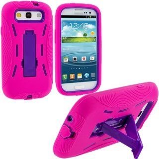 Hot Pink / Purple Hybrid Rugged Hard Silicone Case Cover w/ Stand for Samsung Galaxy S3 S III i9300 / I535 / L710 / T999 / I747 Cell Phones & Accessories