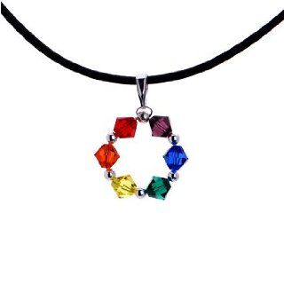 Handcrafted Sterling Rainbow Pride Necklace MADE WITH SWAROVSKI ELEMENTS Jewelry