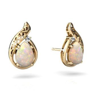 Genuine Opal 14kt Yellow Gold filligree Earrings Jewels For Me Jewelry