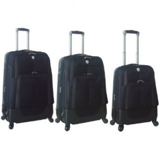 Lisbon Collection  3 Piece Hybrid Luggage Set with 360? 4 Wheel System in  Black Clothing