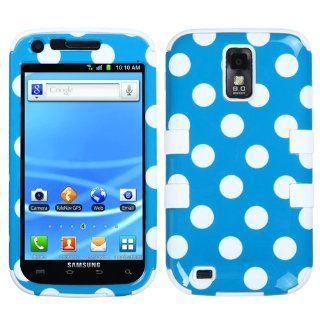 Dual Layer Plastic Silicone Tuff Blue White Polka Dots On White Hard Cover Snap On Case For Samsung Galaxy S2 Hercules T989 (StopAndAccessorize) Cell Phones & Accessories