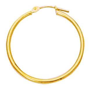10 Karat Yellow Gold 2.0X40mm Shiny Round Hoop Earring Jewelry