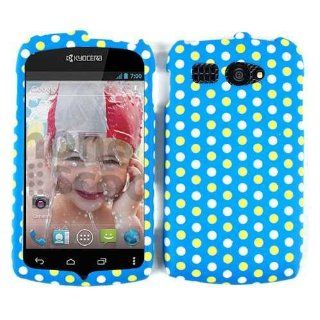 Green and White Polka Dots on Blue Snap on Cover Faceplate for Sprint Kyocera Hydro c5170 Cell Phones & Accessories