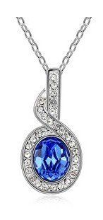 Charm Jewelry Swarovski Crystal Element 18k Gold Plated Sapphire Blue Oval Mirror Elegant Fashion Necklace Z#544 Zg51e392 Jewelry