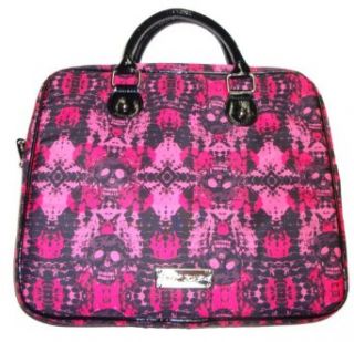Betsey Johnson Women's Laptop Bag, Black/Pink Skull Print Clothing