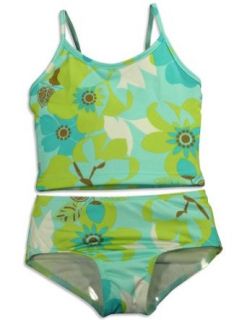 405 South by Anita G   Girls 2 Piece Tropical Flower Tankini Bathing Suit, Blue, Green 26898 5 Clothing