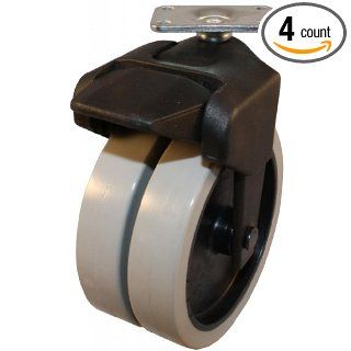 Jacob Holtz 405 2XTPR 04 WB 4" X Caster, thermoplastic rubber caster dual wheel with brake (set of 4)