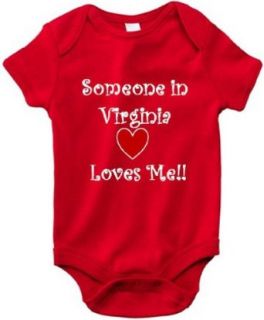 SOMEONE IN VIRGINIA LOVES ME   State Series   Red Baby Onesie   White Lettering Clothing