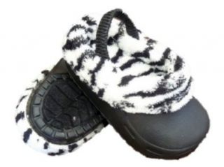 Surf Bay Infant Girls Black Plastic Zebra Print Clogs Baby Shoes Shoes