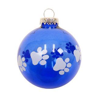 Christmas Dog Ornament Holiday Pet Ornament Dog Paw Prints Christmas Tree Ornament (3" Round Ball Glass) 
