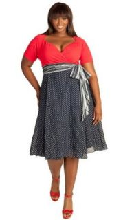 IGIGI Plus Size Rita Vintage Polka Dot Dress in Bijou Blue 12