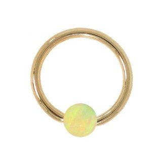 16G 1/2" Yellow Opal 14kt Yellow Gold Captive Bead Ring  4mm Ball Jewelry