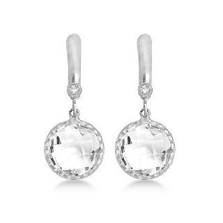 White Topaz and Diamond Accented Drop Earrings 14k White Gold (8.05ct) Allurez Jewelry