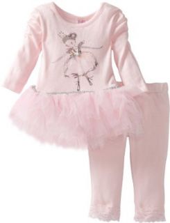 Blueberi Boulevard Baby girls Infant Embroidered Ballerina Knit Set With Mesh Tutu Skirt, Pink, 12 Months Clothing