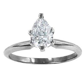 0.50 Ct. D FL Pear Cut Diamond Solitaire Engagement Ring Jewelry