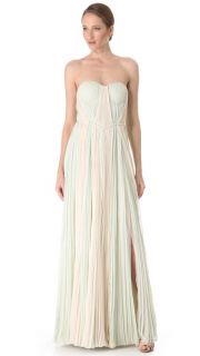 J. Mendel Strapless Pleated Chiffon Gown