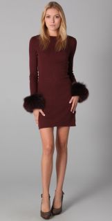 alice + olivia Sutton Fur Cuff Dress