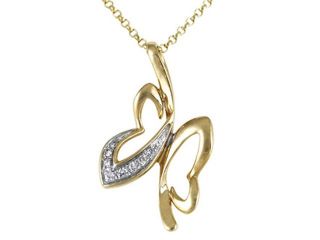 Butterfly Lightweight 14K Yellow Gold Diamond Necklace Diamond quality AA (I1 I2 clarity, G I color)