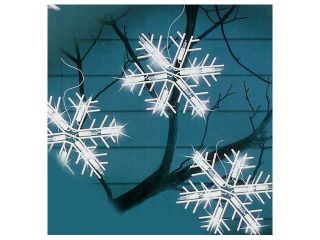 Set of 10 Twinkling Clear Lighted Snowflake Icicle Christmas Lights   White Wire