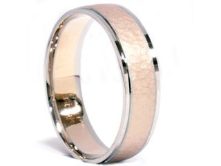 SALE! Mens 14 Karat White Yellow Gold 6MM Hammered Wedding Ring Band (6 12) MM