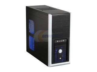 XION XON 160P Black with Blue LED Light Steel ATX Mid Tower Computer Case 500W Power Supply