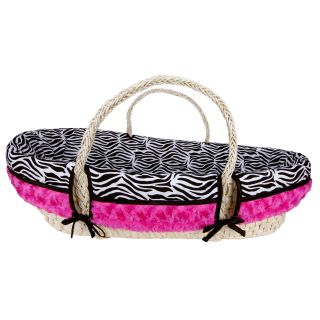 Trend Lab Zahara Zebra 4 piece Moses Basket Set (PinkBasket can also be used as a decorative storage container for toys, books and moreDense foam mattress is 1.5 inches deep with tapered sidesSet includes Natural basket, wrap style bumper, mattress and m