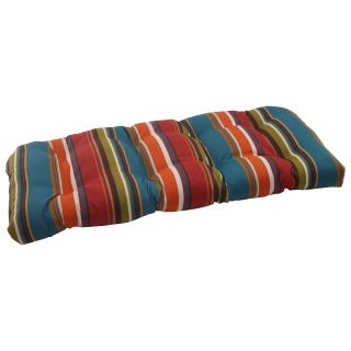 Pillow Perfect Westport Polyester Teal Wicker Outdoor Loveseat Cushion (Teal/green/brown/red/orangeMaterials 100 percent spun polyesterFill 100 percent polyesterClosure Sewn seamWeather resistant YesUV protection Care instructions Spot clean/hand was