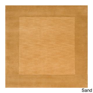 Hand Loomed Bermuda Solid Bordered Tone on tone Wool Area Rug (8 Square)