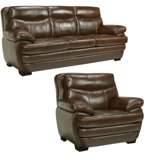 Storm Walnut Brown Italian Leather Sofa And Chair