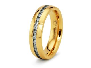 18K Gold Plated Stainless Steel Eternity Wedding Band