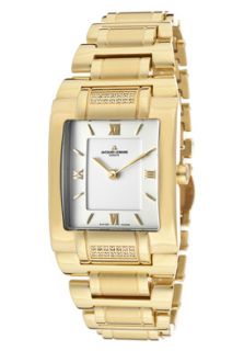 JACQUES LEMANS GU117L  Watches,Womens White Dial Gold Plated 10 Mic Stainless Steel, Casual JACQUES LEMANS Quartz Watches
