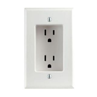 Leviton 15 Amp 1 Gang Recessed Duplex Power Outlet, White R52 00689 00W